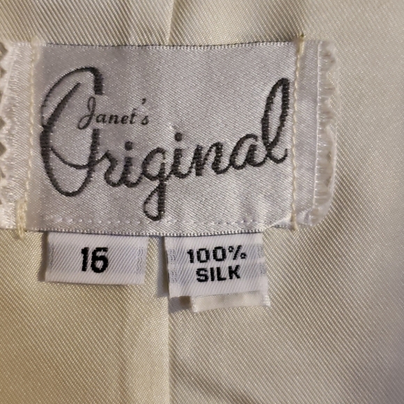 XL cream silk short lightweight jacket, silk lined - Picture 2 of 7